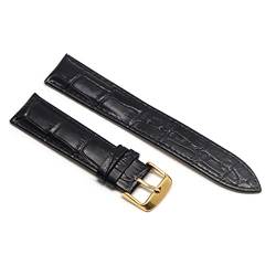 VISIYUBL Leder Uhrenbandbänder 20mm Uhrengurt -Fly Schnalle Band Stahlschnalle -Gurt geeignet for Samsung Pass (Color : Black gold, Size : 24mm) von VISIYUBL