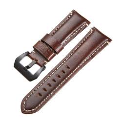 VISIYUBL Leder Uhrenbandband 20mm 22mm 24mm 26mm Uhrenband Ersatz Armbanduhr Zubehör for Panerai (Color : Red brown black, Size : 24mm) von VISIYUBL