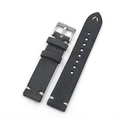 VISIYUBL Lederarmband 18mm 20mm 22mm 24mm Handgemachte Watchstrap for Männer Frauen Armbanduhr Ersatz (Color : Dark Gray, Size : 20mm) von VISIYUBL