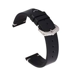 VISIYUBL Lederarmband 18mm 20mm 22mm 24mm Öl Wachs Leder Handmade Nähen Armband for Frauen Männer Handgelenk Armband (Color : Black, Size : 18mm) von VISIYUBL