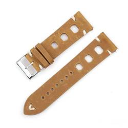 VISIYUBL Lederarmband 18mm 20mm 22mm 24mm Vintage Watch Strap Armband Ersatz for Männer Watch Gürtel (Color : Yellow Brown, Size : 24mm) von VISIYUBL