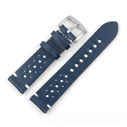 VISIYUBL Lederband Poröse Uhr Band 18mm 20mm 22mm Uhr Armband Zubehör Hohl Design Männer Watchstrap Ersatzgürtel (Color : Blue, Size : 18mm) von VISIYUBL