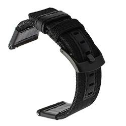 VISIYUBL Leinwand Nylon + Leder Uhrenarmband Fit for Jeep Diesel Fossil 20mm 22mm 24mm Männer Watch Strap längere Handgelenke Uhr Gürtel (Color : Black, Size : 24mm) von VISIYUBL
