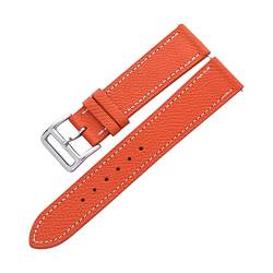 VISIYUBL Männer Frauen Unisex Luxuriöse Uhr Lederband 20mm Grau Rot Leder Uhrenband Weiße Uhr Zubehör (Color : Orange, Size : 20mm) von VISIYUBL