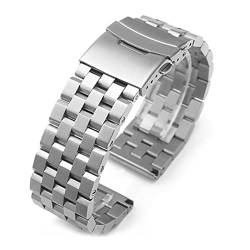 VISIYUBL Metal Watch Band Premium Massive Edelstahl -Uhren -Armband -Träger Männer Frauen Schwarz Silber Armband 26mm 24 mm 22 mm 20 mm 18mm (Color : Silver01, Size : 24mm) von VISIYUBL