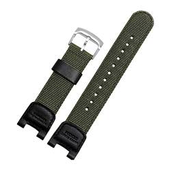 VISIYUBL Military Green Nylon Watchband Passform for Casio SGW-100 Wasserdichtes Riemen Ersatz Fahren Sportuhr Accessoires (Color : Green silver buckle) von VISIYUBL