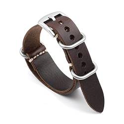 VISIYUBL NATO Strap Leder Armband 20mm 22mm 24mm Vintage Armband for Männer Frauen Armbänder Watch Ersatz (Color : Dark brown-S buckle, Size : 20mm) von VISIYUBL