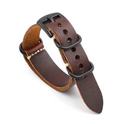 VISIYUBL NATO Strap Leder Armband 20mm 22mm 24mm Vintage Armband for Männer Frauen Armbänder Watch Ersatz (Color : Red brown-B buckle, Size : 22mm) von VISIYUBL