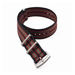 VISIYUBL Nylon-Armband. Nato. Gurt 20mm 22mm Generisches Uhrenbandsitz Gürtel Gürtel Ersatzuhr Zubehör for Männer (Color : Black Red Green, Size : 22mm) von VISIYUBL