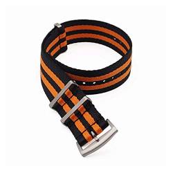 VISIYUBL Nylon-Armband. Nato. Gurt 20mm 22mm Uhrenbandsitz Gürtel Gürtel Ersatzuhr Zubehör for Männer (Color : Black Orange, Size : 20mm) von VISIYUBL