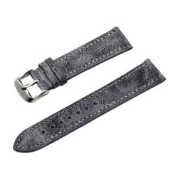 VISIYUBL Retro Uhrarmbandband 18mm 20mm 22mm 24mm Lederarmbands Grau Schwarz Braun Blau For Männer Watch Zubehör (Color : Gray, Size : 24mm) von VISIYUBL