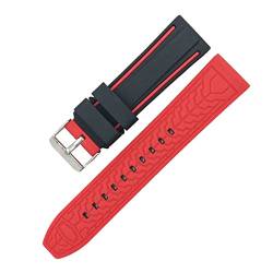 VISIYUBL Silikon Uhrenband -Gummi -Diving -Wasserdichtsersatz Armband Bandgurt Accessoires 20mm 22 mm 24 mm 26 mm (Color : Red, Size : 24mm) von VISIYUBL
