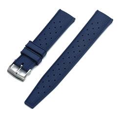VISIYUBL Tropischer Gummi-Riemen 20mm 22mm Uhren-Bands passen for Seiko SRP777J1. Tauchen wasserdichte Armband for Männer ansehen Zubehör (Color : Blue Silver, Size : 22mm) von VISIYUBL