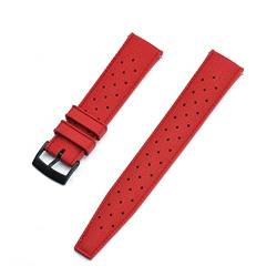 VISIYUBL Tropischer Gummi-Riemen 20mm 22mm Uhren-Bands passen for Seiko SRP777J1. Tauchen wasserdichte Armband for Männer ansehen Zubehör (Color : Red Black, Size : 22mm) von VISIYUBL
