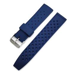 VISIYUBL Tropischer Gummi-Riemen Weiche Sport-Silikon-Armband-Band fit for Seiko SRP777J1 2. 0mm 22mm Männer Wasserdichte Taucher Ersatzarmband (Color : Blue, Size : 22mm) von VISIYUBL