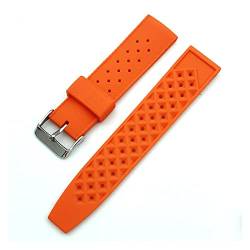 VISIYUBL Tropischer Gummi-Riemen Weiche Sport-Silikon-Armband-Band fit for Seiko SRP777J1 2. 0mm 22mm Männer Wasserdichte Taucher Ersatzarmband (Color : Orange, Size : 22mm) von VISIYUBL