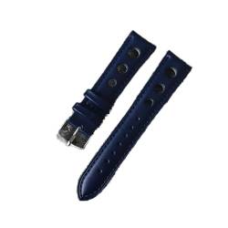 VISIYUBL Uhr Gurtband Leder 18mm 20mm 22mm Uhrenarmband Schwarz Braun Blau Männer Armband Blets Zubehör Stahlschnalle KZ3H04. (Color : Blue, Size : 24mm) von VISIYUBL