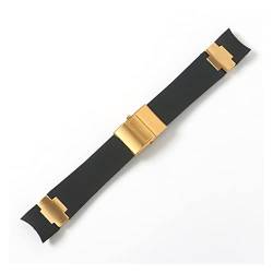 VISIYUBL Uhrband Armband Kieselgel-Uhr-Uhr-Band Fit for Ulysse Fit for Nardin TAUCHER Wasserdichte Gummi Uhr Strap Sport 22mm Mann Schwarz Blau Braun (Color : Black gold, Size : 22mm with buckle) von VISIYUBL