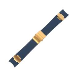 VISIYUBL Uhrband Armband Kieselgel-Uhr-Uhr-Band Fit for Ulysse Fit for Nardin TAUCHER Wasserdichte Gummi Uhr Strap Sport 22mm Mann Schwarz Blau Braun (Color : Blue gold, Size : 22mm with buckle) von VISIYUBL