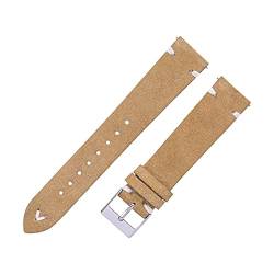 VISIYUBL Uhren Bands Riemen handgefertigt for Männer Frauen 18mm 20mm Leder Watch Strap Braun 7 Farben Schnellspanner Uhr Armband (Color : Beige, Size : 20mm) von VISIYUBL