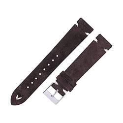 VISIYUBL Uhren Bands Riemen handgefertigt for Männer Frauen 18mm 20mm Leder Watch Strap Braun 7 Farben Schnellspanner Uhr Armband (Color : Dark brown, Size : 18mm) von VISIYUBL