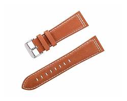 VISIYUBL Uhrenarmband Leder Frauen Männer Watch Strap 22mm 24mm Gürtel Vintage Uhr Armband Band Grün Schwarz Weiche Gurt (Color : Orange brown, Size : 22mm) von VISIYUBL