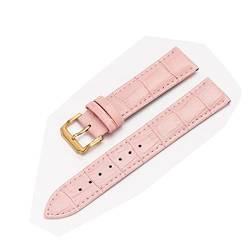 VISIYUBL Universal Ersatz Lederarmband Leder Armband for Männer Frauen 12mm 14mm 16mm 18mm 19mm 20mm 21mm 22mm Uhr Uhr Band (Color : Gold-Pink, Size : 15mm) von VISIYUBL