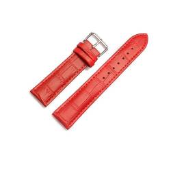VISIYUBL Universal Ersatz Lederarmband Leder Armband for Männer Frauen 12mm 14mm 16mm 18mm 19mm 20mm 21mm 22mm Uhr Uhr Band (Color : Red, Size : 14mm) von VISIYUBL