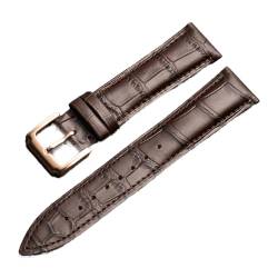 VISIYUBL Universal Ersatzschicht Lederarmband Leder Armband for Männer Frauen 10mm-24mm Uhrenarmband (Color : Brown-RG buckle, Size : 15mm) von VISIYUBL