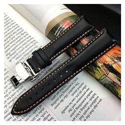VISIYUBL Universal Leather Armbanduhrarmband Peeling Muster Fit for Breitlin-G Oris AT150. Armband Mann doppelte Push-Schnalle 20mm 22mm (Color : Orange with clasp, Size : 24mm) von VISIYUBL