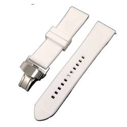 VISIYUBL Universal Silicon Watchband Butterfly Schnalle Band Stahlschnalle Armband Armband 18mm 20 mm 22 mm for Männer Frauen (Color : White, Size : 18mm) von VISIYUBL