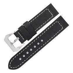 VISIYUBL Vintage Leder Armband Armband Handgemachte Männer Uhrenband 22mm 24mm Riemen Fit for Galaxieuhr 46mm / Fit for Zahnrad S3 (Color : Black, Size : 22mm) von VISIYUBL