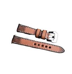 VISIYUBL Vintage Lederarmband 18mm 20mm 22mm 24mm Handstich Ersatz for Männer Watch Zubehör (Color : Orange, Size : 20mm) von VISIYUBL