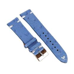 VISIYUBL Vintage Straußmuster Leder Armband 18mm 20mm 22mm 24mm Schwarz Uhrengurt Gürtel for Watch Repalcement (Color : Blue, Size : 18mm) von VISIYUBL