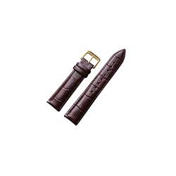 VISIYUBL Watch 22mm Lederarmbands 16mm 18mm 20mm 24mm Schwarz Braun Frauen Männer Uhrenband Band Gurt mit Schnalle (Color : Gold-brown, Size : 16mm) von VISIYUBL
