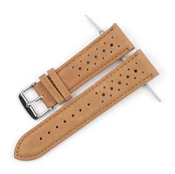 VISIYUBL Watch Strap Gürtel Leder 18mm 20mm 22mm 24mm Uhrenarmbänder Braun Frauen Männer Armband Band Stahl Siver Schnalle Zubehör (Color : Khaki, Size : 22mm) von VISIYUBL