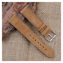 VISIYUBL Wildleder-Armband-Armband 18mm 19mm 20mm 22mm 24mm handgefertigte Stitching Watchstrap Schnellversion for Männer Frauen Watch Ersatz (Color : Tan, Size : 19mm) von VISIYUBL