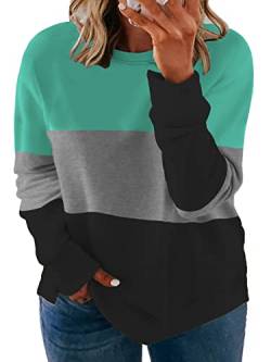 VISLILY Übergröße Sweatshirts für Frauen Farbblock Pullover Tops, 38 EU, 50 Große Größen von VISLILY