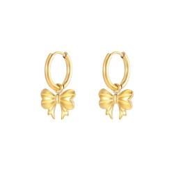 Vissen Bow Ohrringe Damen Hänge Ohrringe Gold Creolen Edelstahl Kreis Ohrringe Gold Elegant Ohrstecker Modeschmuck von VISSEN