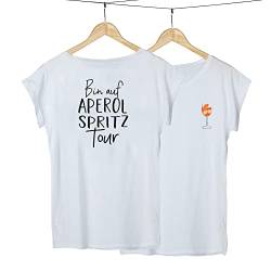 VISUAL STATEMENTS - T-Shirt mit Spruch Aperol Spritztour - Shirt in weiß mit Rundhalsausschnitt - 100% Bio-Baumwolle von VISUAL STATEMENTS