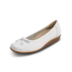 VITAFORM® Ballerinas Damen I Slip Ons Sommer-Schuhe I Brautschuhe flach I 100% Exklusives Hirsch-Leder I Sportlich-Elegant Klassisch I Weite H I Weiß Größe 39 von VITAFORM