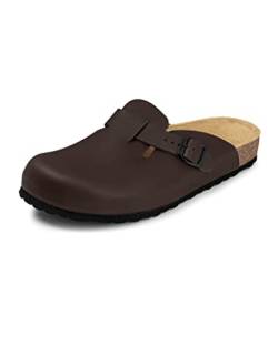 VITAFORM® Clogs für Damen und Herren| Extra-Breiter Hausschuh | Pantolette aus Vollrind-Leder | Arbeitsschuhe handgefertigt | Braun Größe 41 von VITAFORM