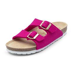 VITAFORM® Damen Herren Pantolette Sandale Aus Weichem Wollfilz Mit Naturkork – Bequemer Hausschuh Mit Luftpolsterfußbett 100% Natürliche Premium Schurwolle Wärmeregulierend (pink, numeric_35) von VITAFORM