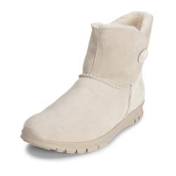 VITAFORM® Lässige Lammfellstiefel | Flauschige und wärmende Stiefelette für Damen aus Veloursleder I Dezent verzierte Winterstiefel I Winterboots in tollen Farben I Offwhite Gr. 38 von VITAFORM