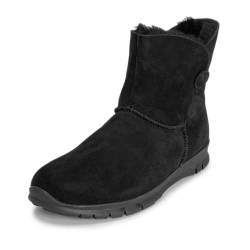 VITAFORM® Lässige Lammfellstiefel | Flauschige und wärmende Stiefelette für Damen aus Veloursleder I Dezent verzierte Winterstiefel I Winterboots in tollen Farben I Schwarz Gr. 37 von VITAFORM