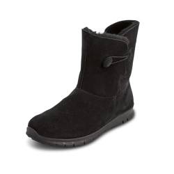 VITAFORM® Lammfellstiefel Veloursleder | Flauschige und wärmende Boots für Damen I Bequem auch für breite Füße I Winterboots in tollen Farben I Schwarz Gr. 36 von VITAFORM