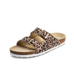 VITAFORM® Pantoletten für Damen und Herren | Animal Print | Vollrind-Leder | Dämpfendes Luftpolster Fussbett | Reinstes Naturkork | Weite H | Schlangen-Muster | Größe 39 von VITAFORM