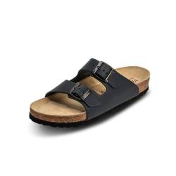 VITAFORM® Pantoletten für Damen und Herren I Sommer Sandalen mit Kork-Fußbett I Hausschuhe mit Riemen I Arbeitsschuhe für Pflegepersonal und Pflege I gelenkschonende und dämpfende Schuhe blau 39 von VITAFORM