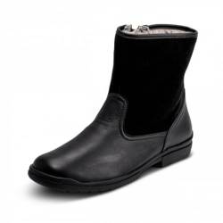 VITAFORM® Stiefel Lammfell gefüttert für Herren | Stiefelette mit rutschhemmender Sohle | Weiches Velour- und Nappaleder | Warme Schuhe für den Winter | Reißverschluß | Schwarz Gr. 41 von VITAFORM