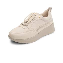 VITAFORM Sneaker Damen Leder - Damen Sneaker aus italienischem Hirschleder - Bequeme Damen Schuhe beige/Taupe 41 von VITAFORM